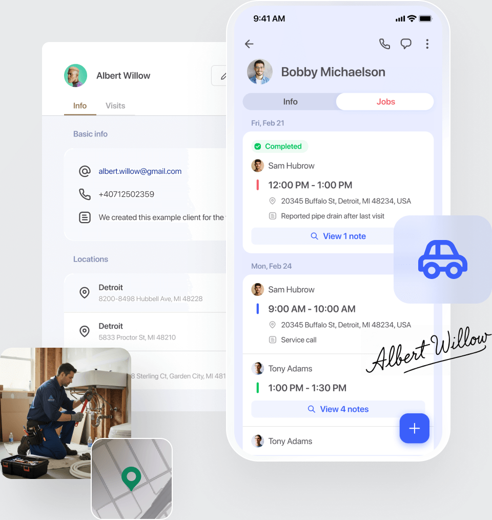 Cloud-based client sheets & job history