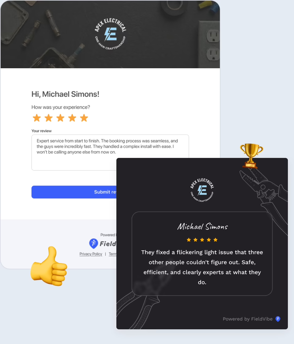 Client reviews for your electrical business