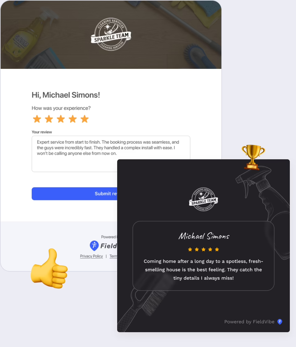 Client reviews for your cleaning business