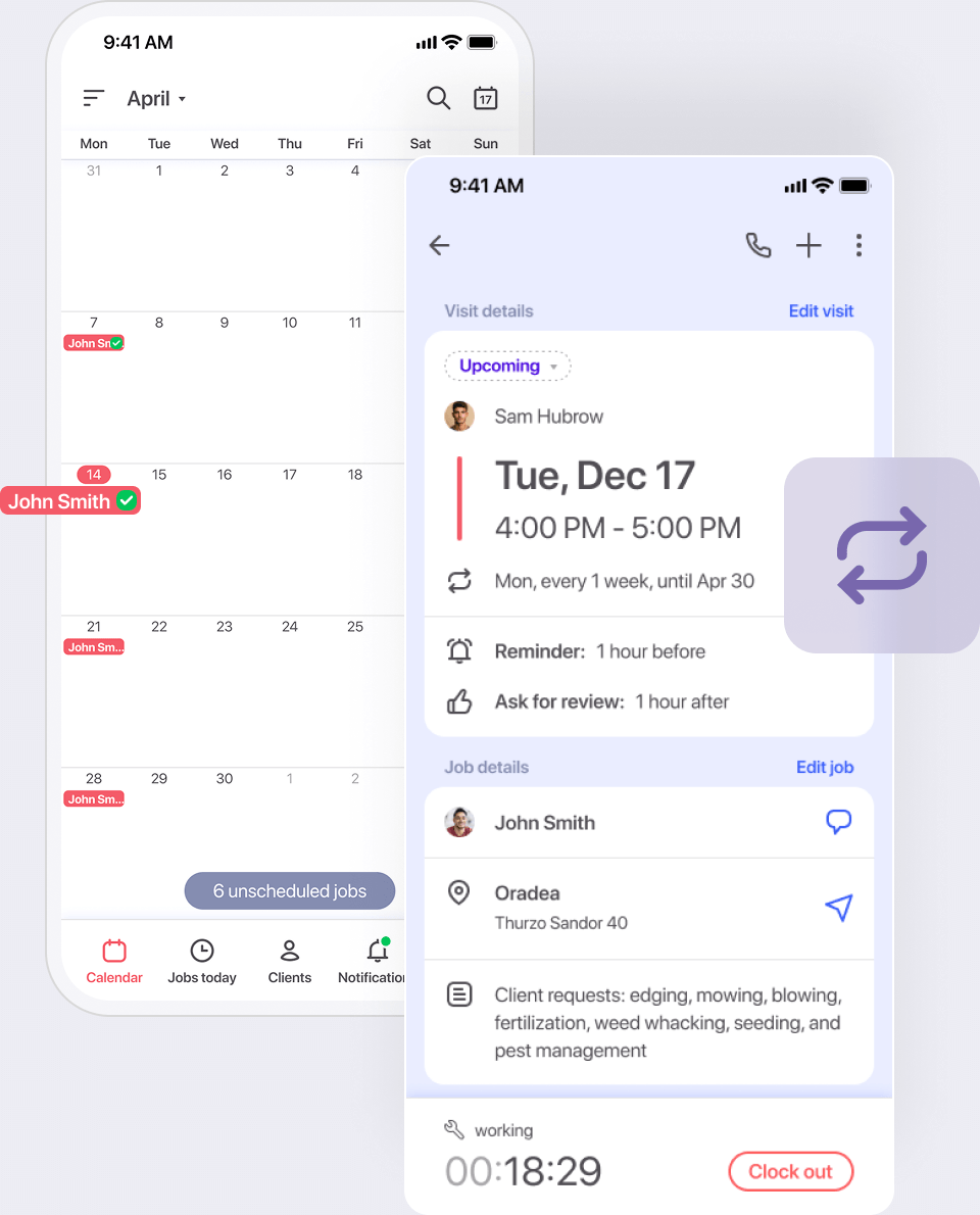 Easy scheduling for recurring cleaning visits