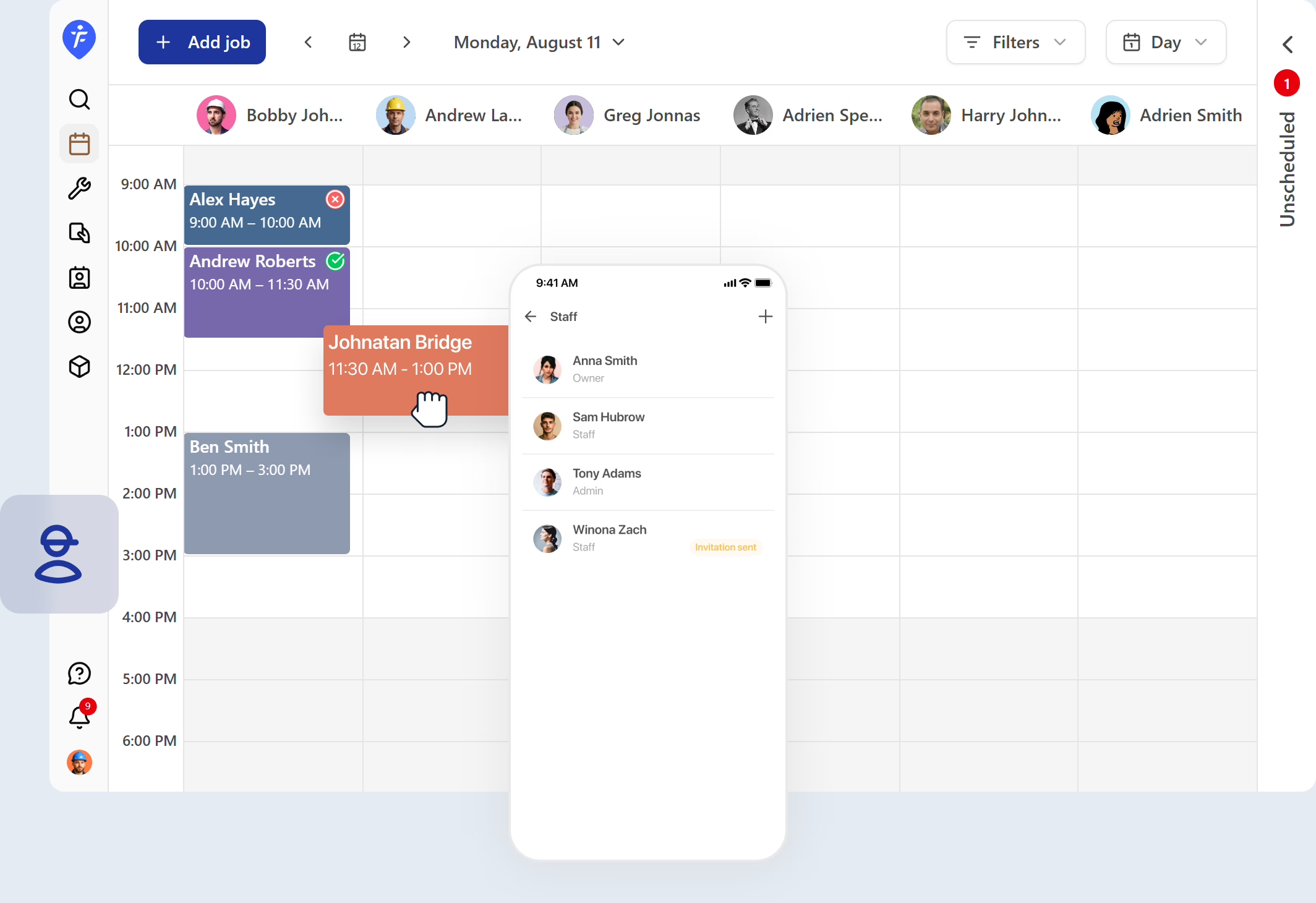 Simple staff scheduling for electricians