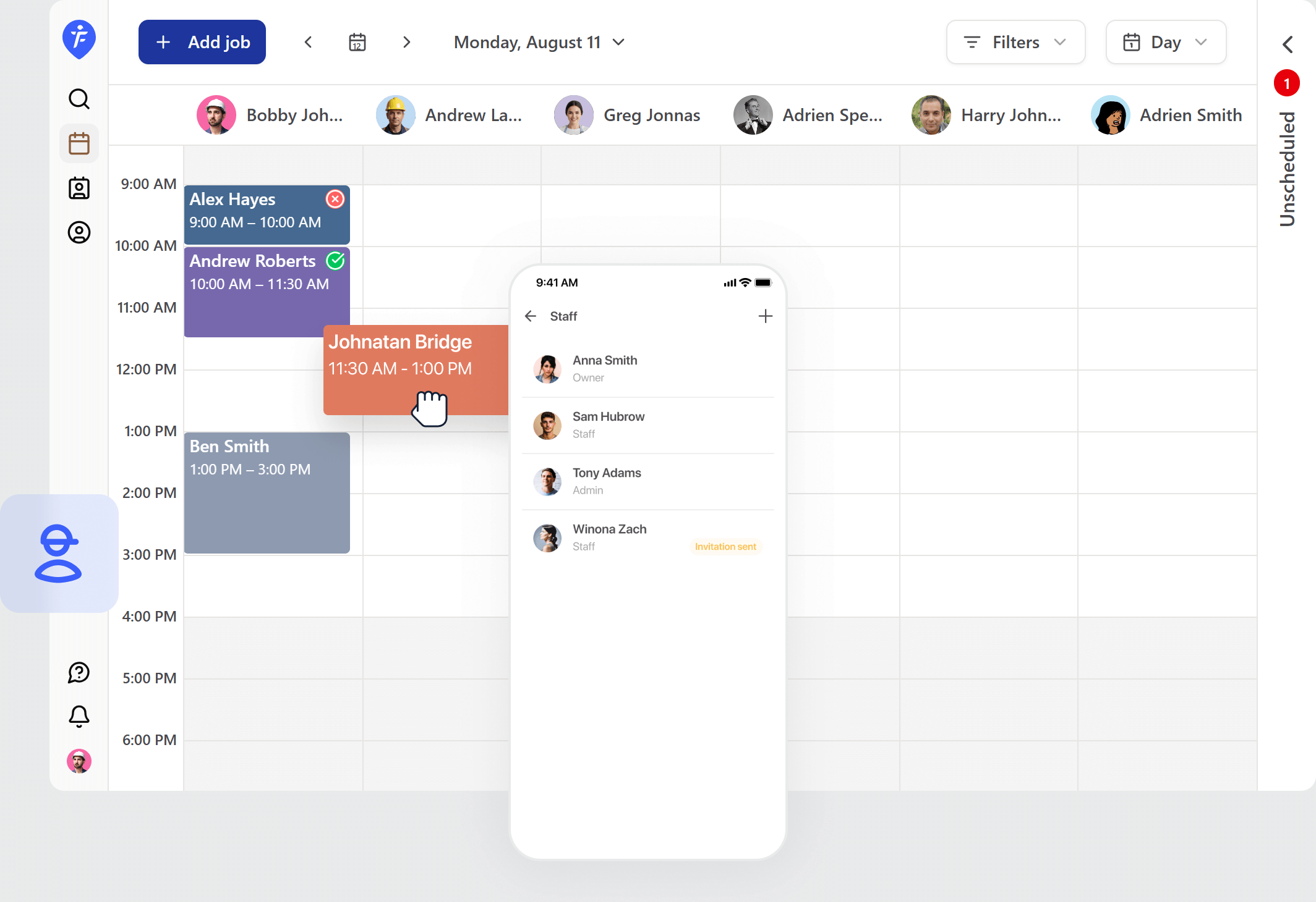 Simple staff scheduling for micro plumbing businesses