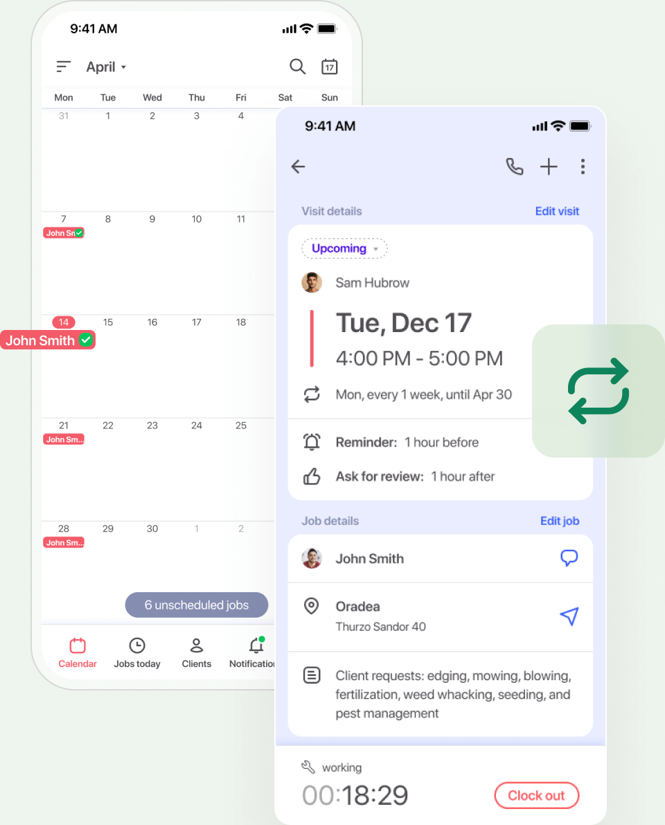 Easy scheduling for recurring visits