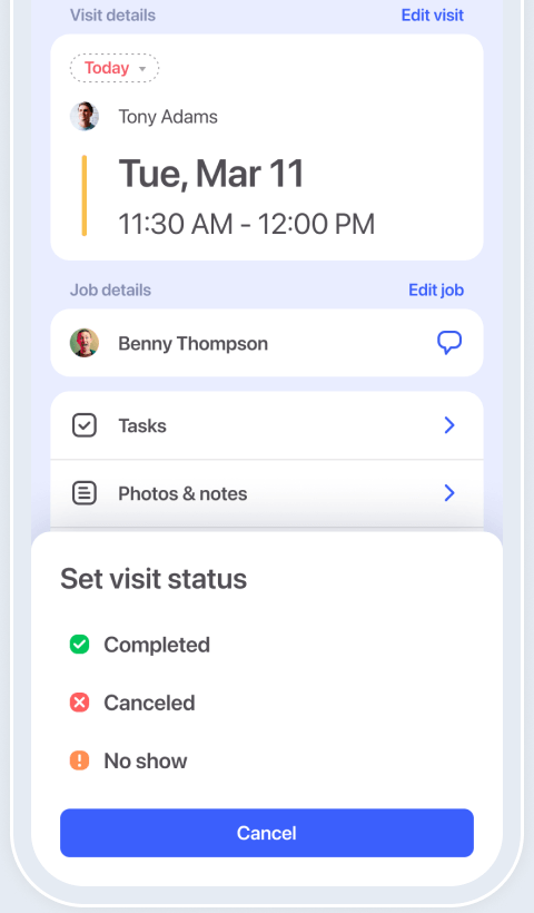 Smart visit statuses