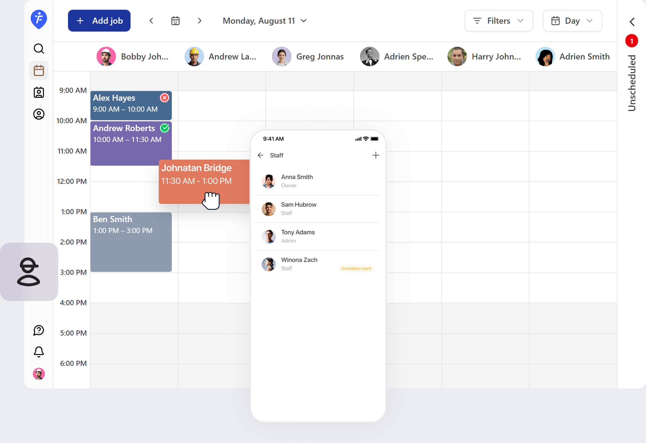 Simple staff scheduling for HVAC crews