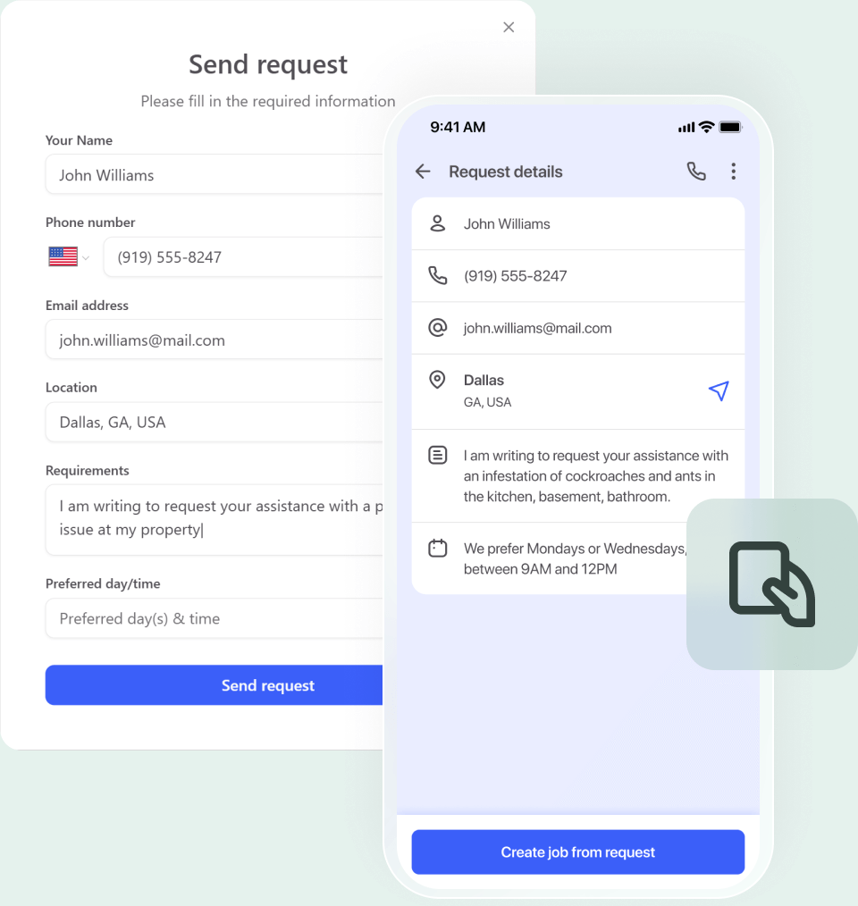 Work requests: capture your pest control inquiries