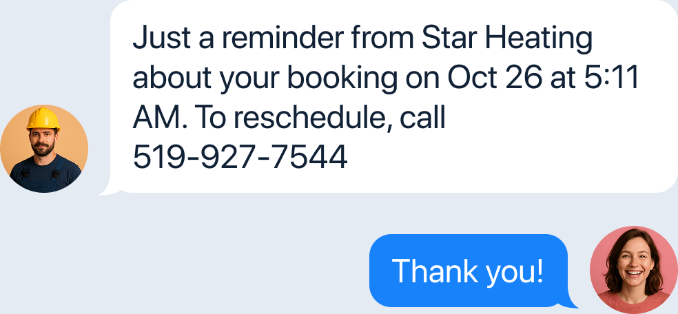 Automated texts from a dedicated number with replies to your number